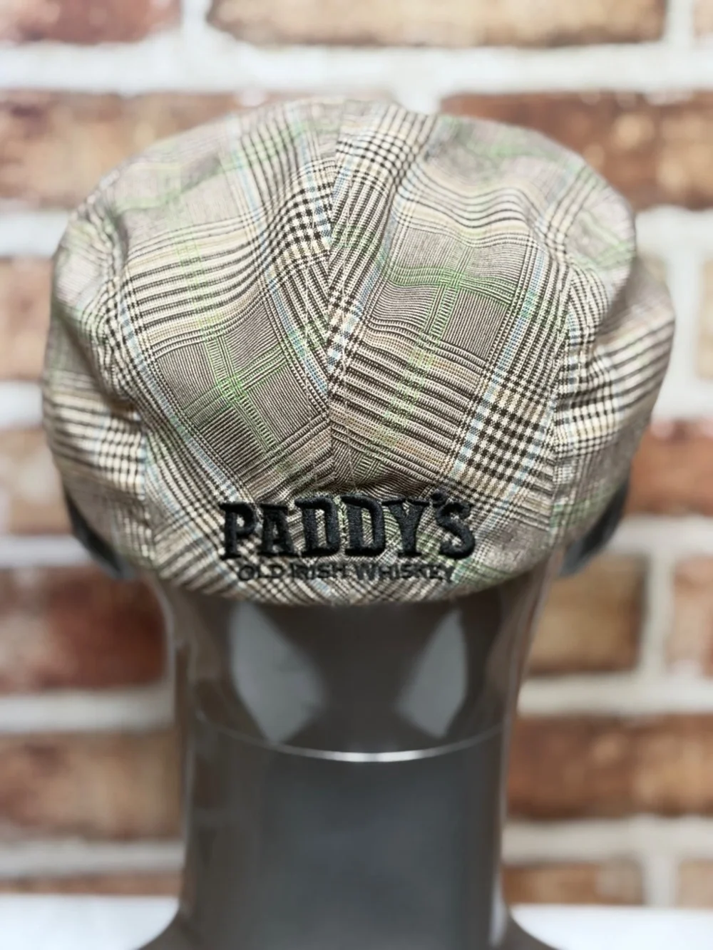 Paddy's Old Irish Whiskey Plaid Ivy Cap Flat Hat Mens Size L Glen Check Promo